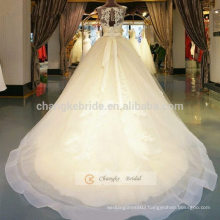 A-Line Sleeveless Tulle Lace Wedding Dress With Scoop Neckline and Beading Sash